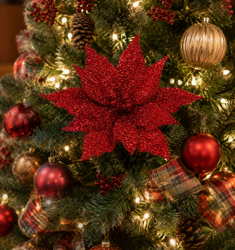 19.5" Red Jeweled Poinsettia