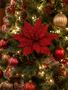 19.5" Red Jeweled Poinsettia