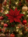 19.5" Red Jeweled Poinsettia