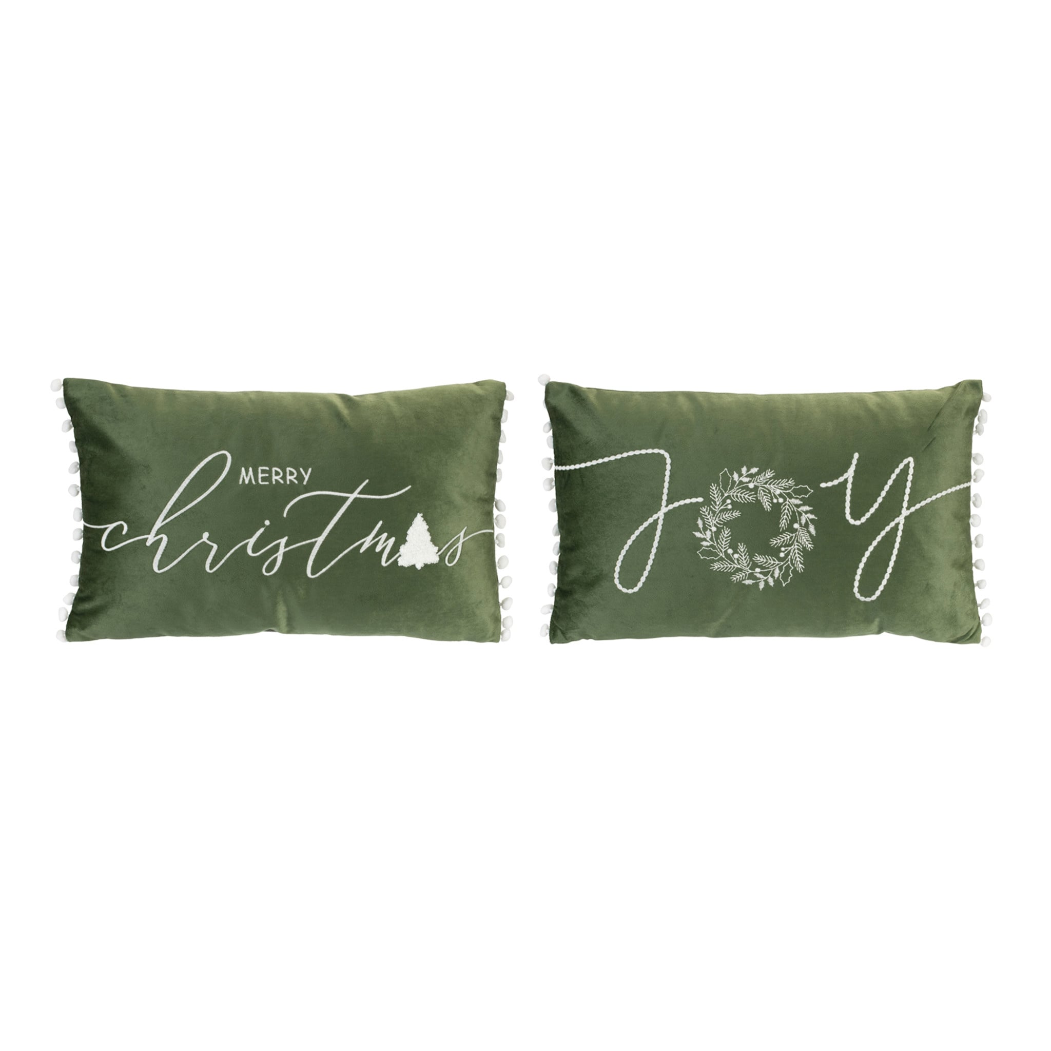 Embroidered Green Pillow