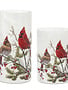 Winter Scene Double Cardinal Candle Holder (2 Sizes)