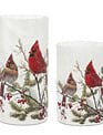 Winter Scene Double Cardinal Candle Holder