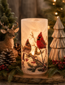 Winter Scene Double Cardinal Candle Holder
