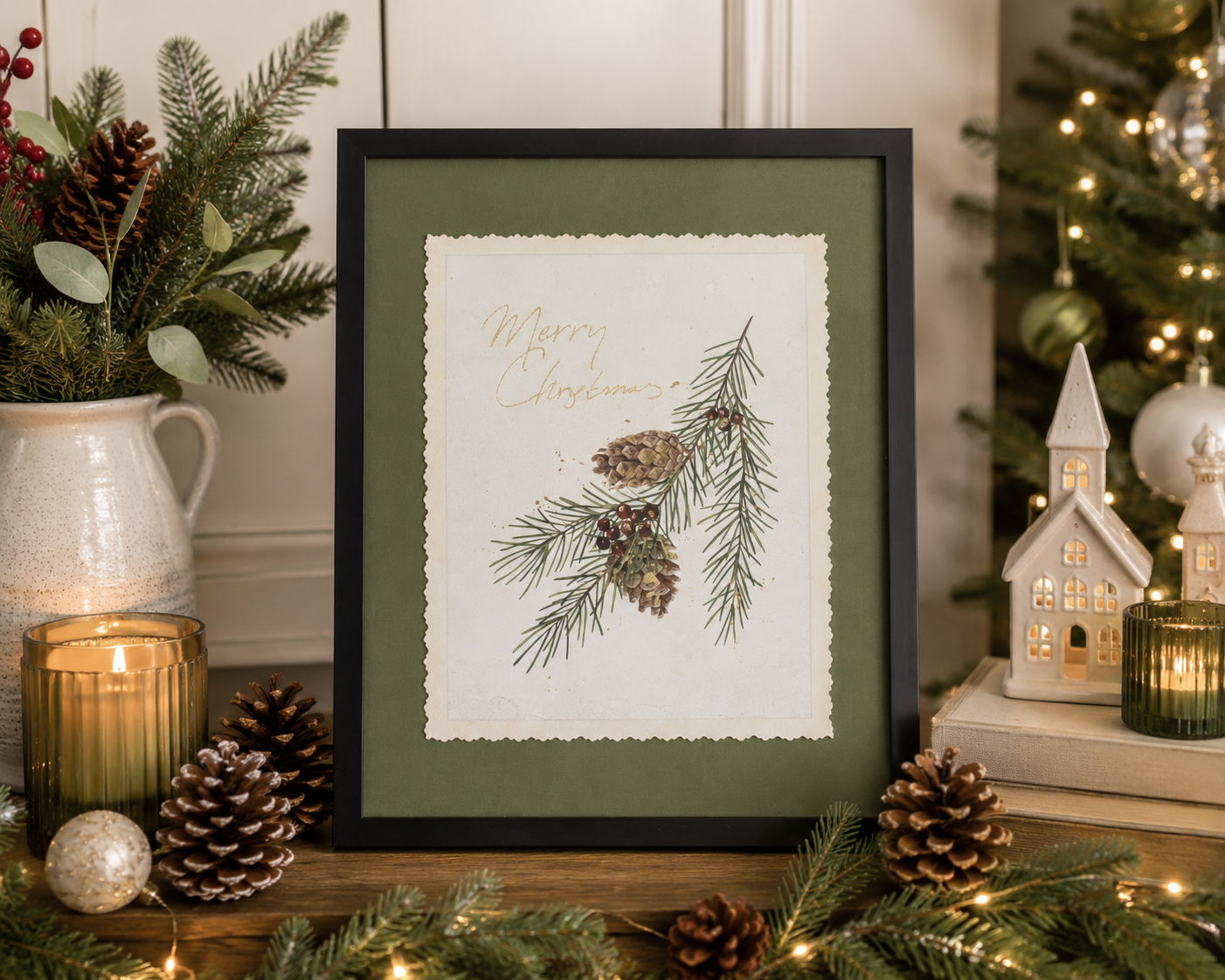Merry Christmas Pine Print