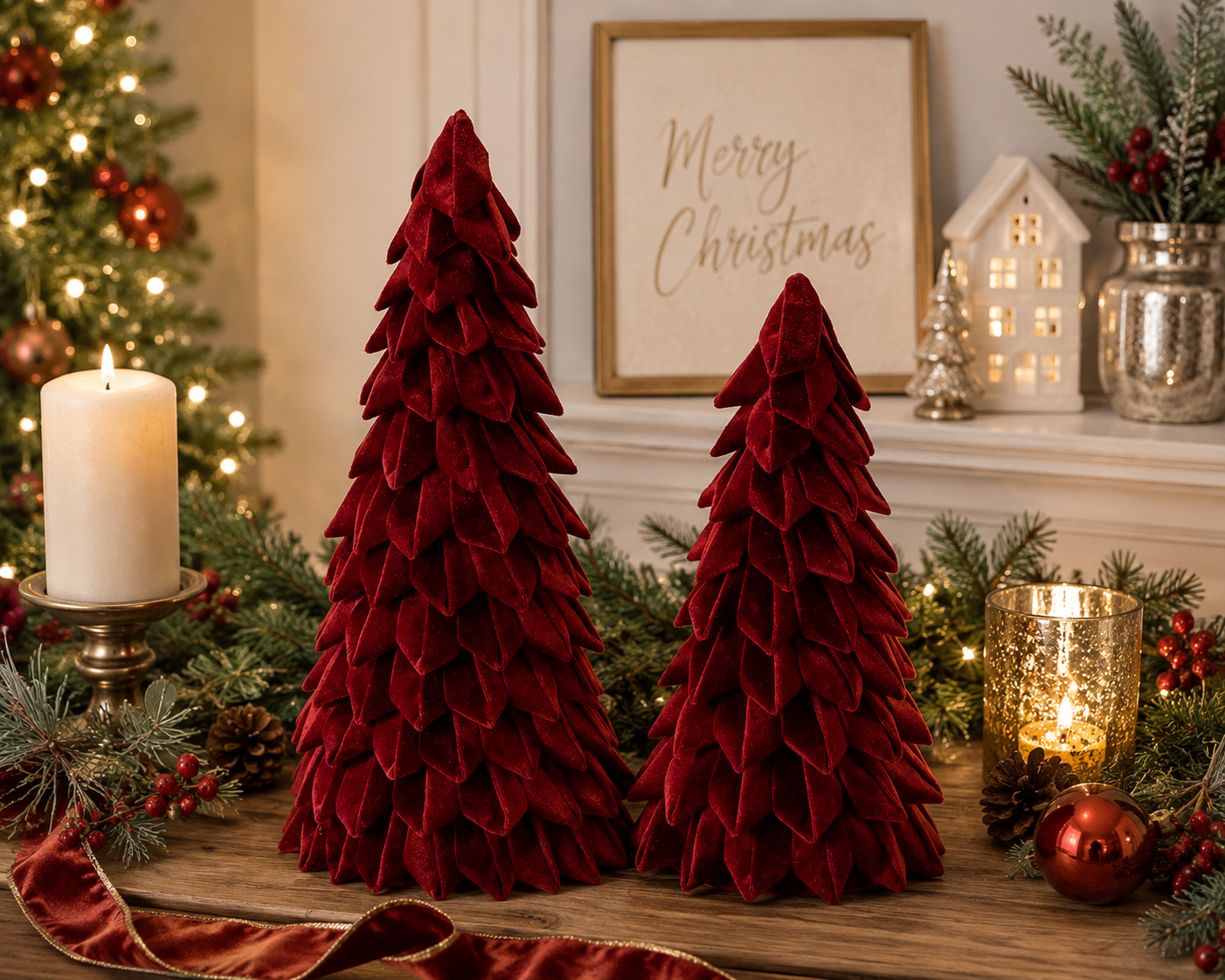 Set of 2 Velvet Trees
