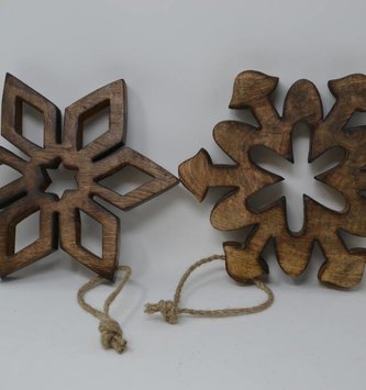 Wooden Cutout Snowflake Ornament (2-Styles)