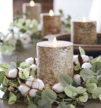 Liown Birch Battery Pillar Candle (4 Sizes)