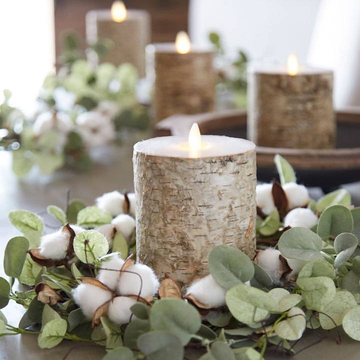 Liown Birch Battery Pillar Candle (4 Sizes)