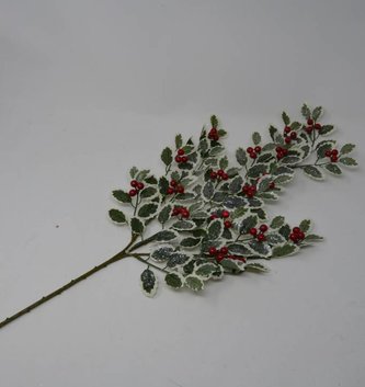 28" Frosted Holly Spray