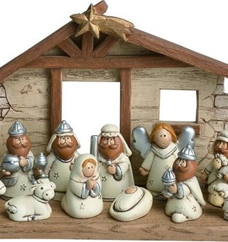 12-Piece Mini Resin Nativity Set with Creche