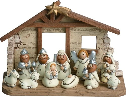 12-Piece Mini Resin Nativity Set with Creche