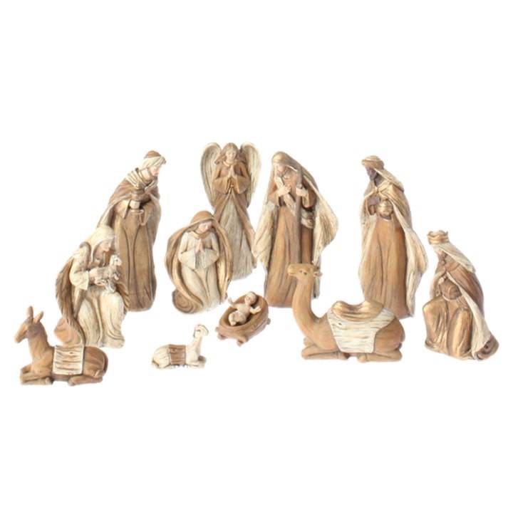 11 Piece Woodgrain Nativity Set