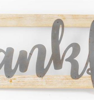 Thankful Metal & Wooden Sign