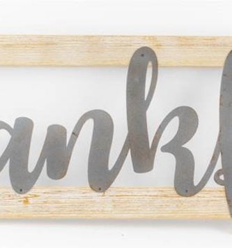 Thankful Metal & Wooden Sign