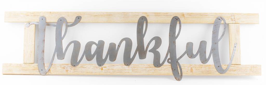 Thankful Metal & Wooden Sign