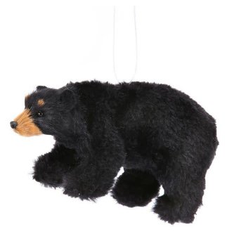 Furry Black Bear Ornament