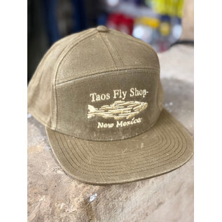 Hopback 7 Panel Dark Tan Waxed TFS Shadowfish Logo Hat