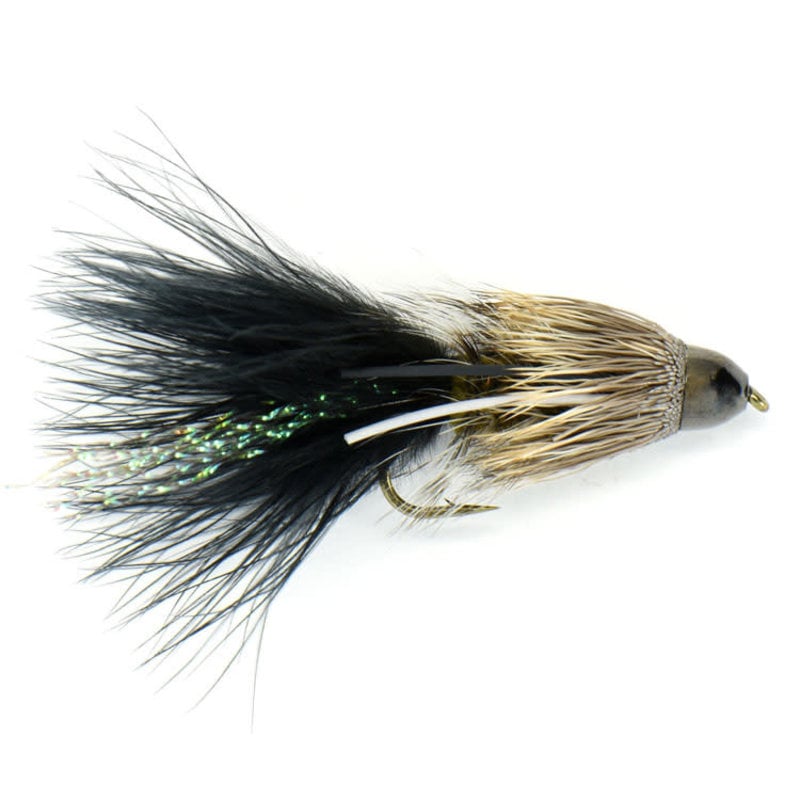 FLY FISHING OUTPOST Black & Brown Bow River Bugger (Lg. Conehead)