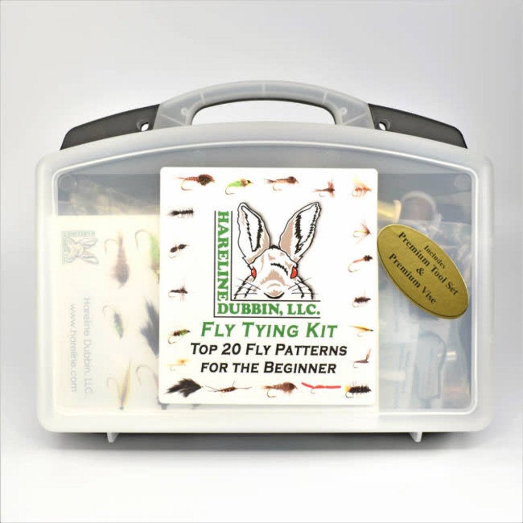 Hareline Fly Tying Material Kit with Premium Tools and Vise - Iron