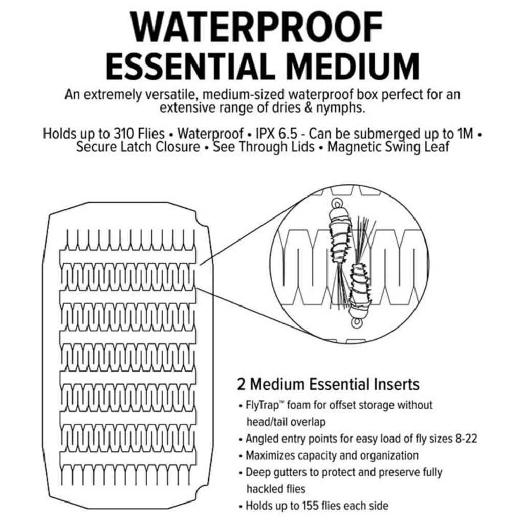 Umpqua Medium Waterproof Essential Fly Box (Foam)