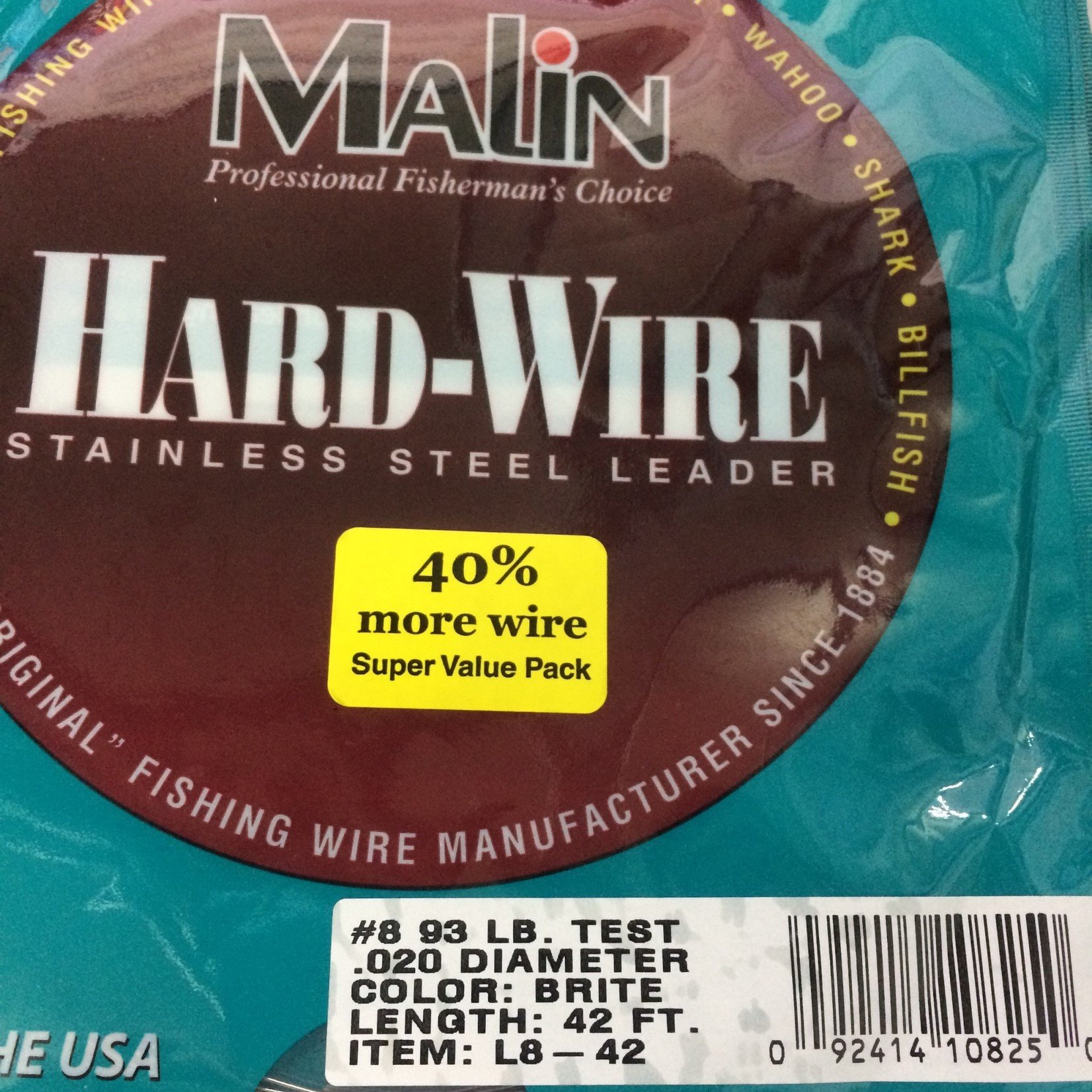 Malin Hard Wire Size #3 31 pound test 651 Ft Fishing Wire Leader LC3-14  Coffee 