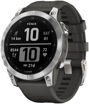 Garmin Garmin fenix 7 GPS Smartwatch - 47mm Silver Case Graphite Band