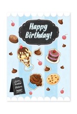 CHOCOLATE TREATS GLITTER CARD WITH SCRATCH AND SNIFF STICKERS DIE CUT