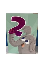 Peaceable Kingdom AGE-SPECIFIC: FOIL & GLITTER: 2 YEAR OLD ELEPHANT CARD