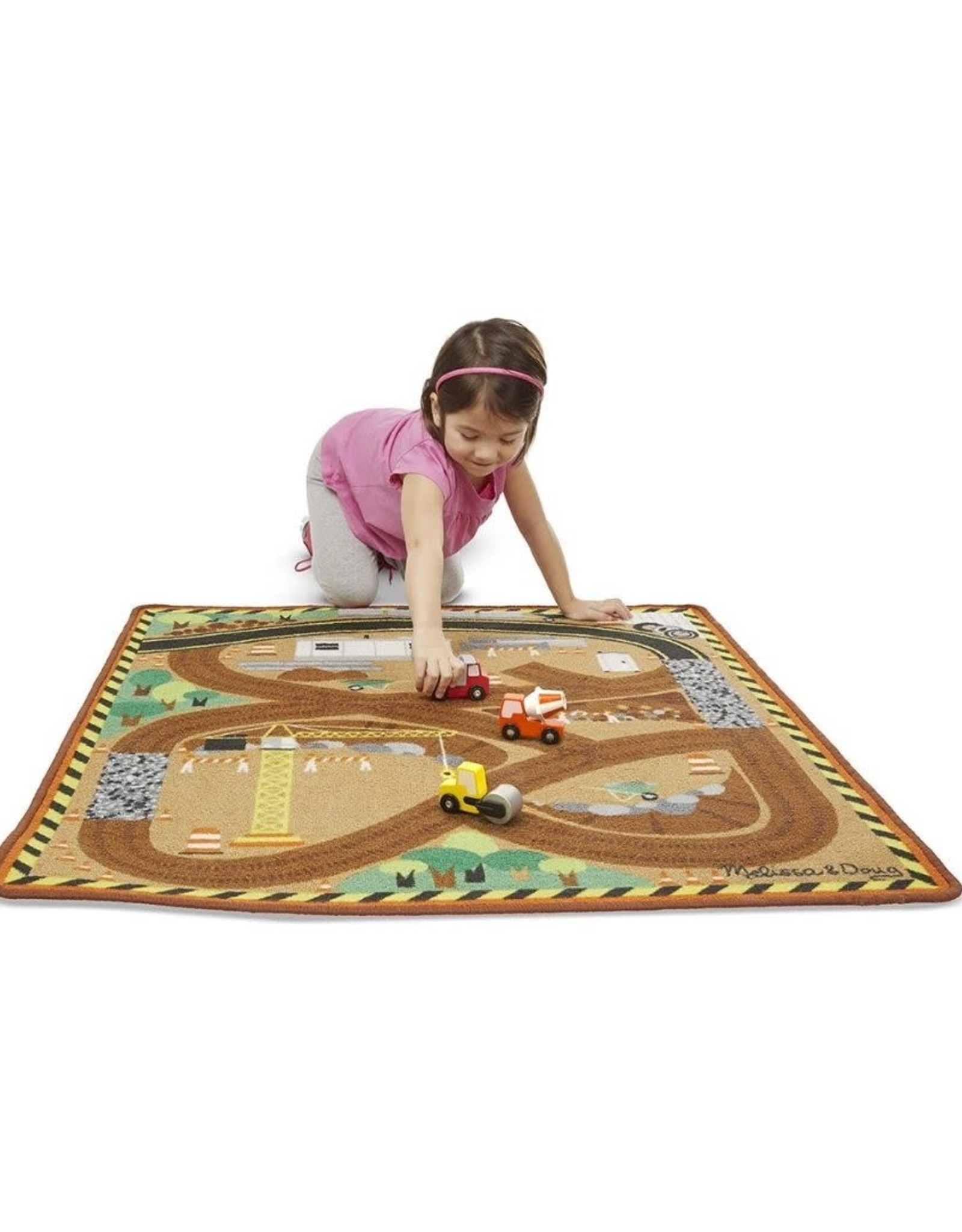 Melissa & Doug Round the Site Construction Truck Rug
