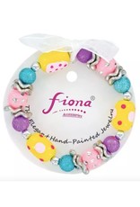Painted Glass Bead Stretch Bracelet - Easter