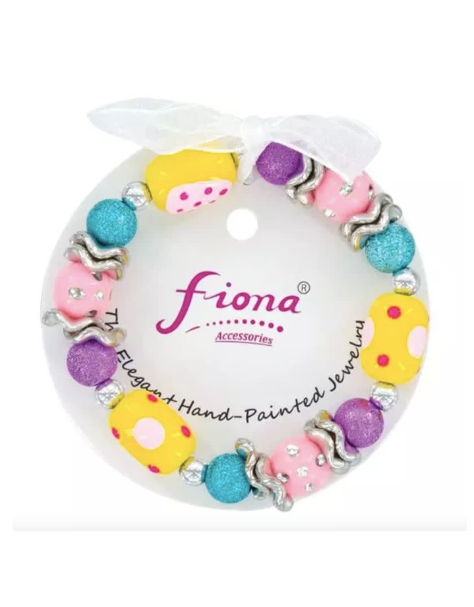 Painted Glass Bead Stretch Bracelet - Easter