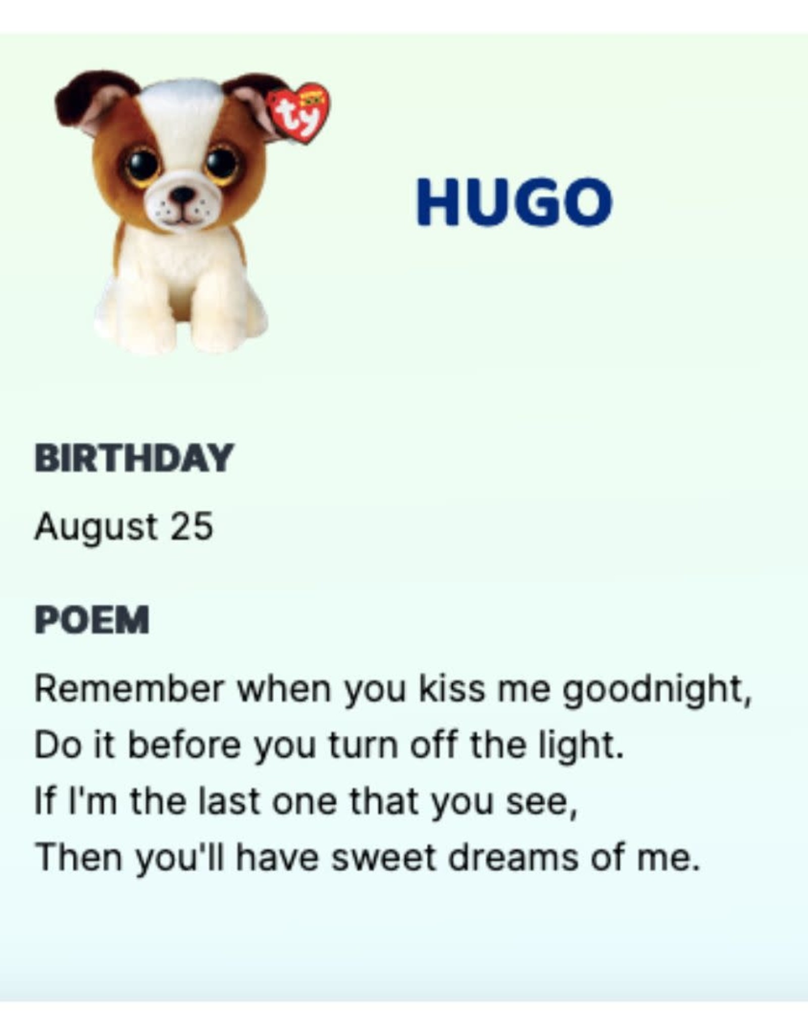 Ty Inc. HUGO