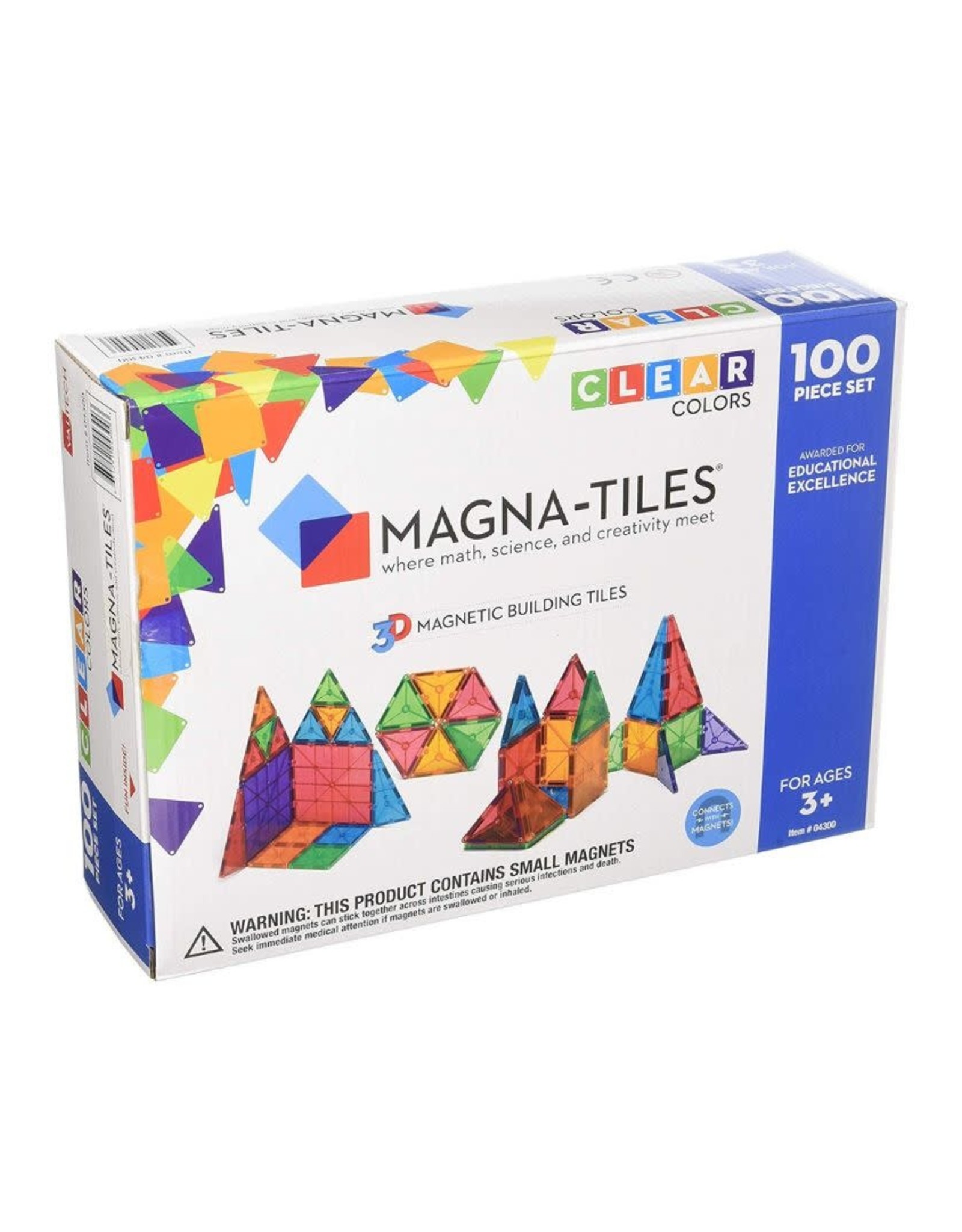 Magna-Tiles Magna-Tiles Clear Colors 100 Piece Set - size: 12 x 3 x 9 inches