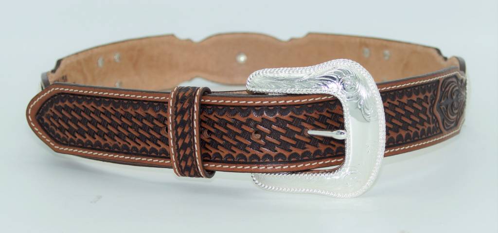 Tony Lama® Men's Brown Tooled Stillwater Creek Leather Belt C42464