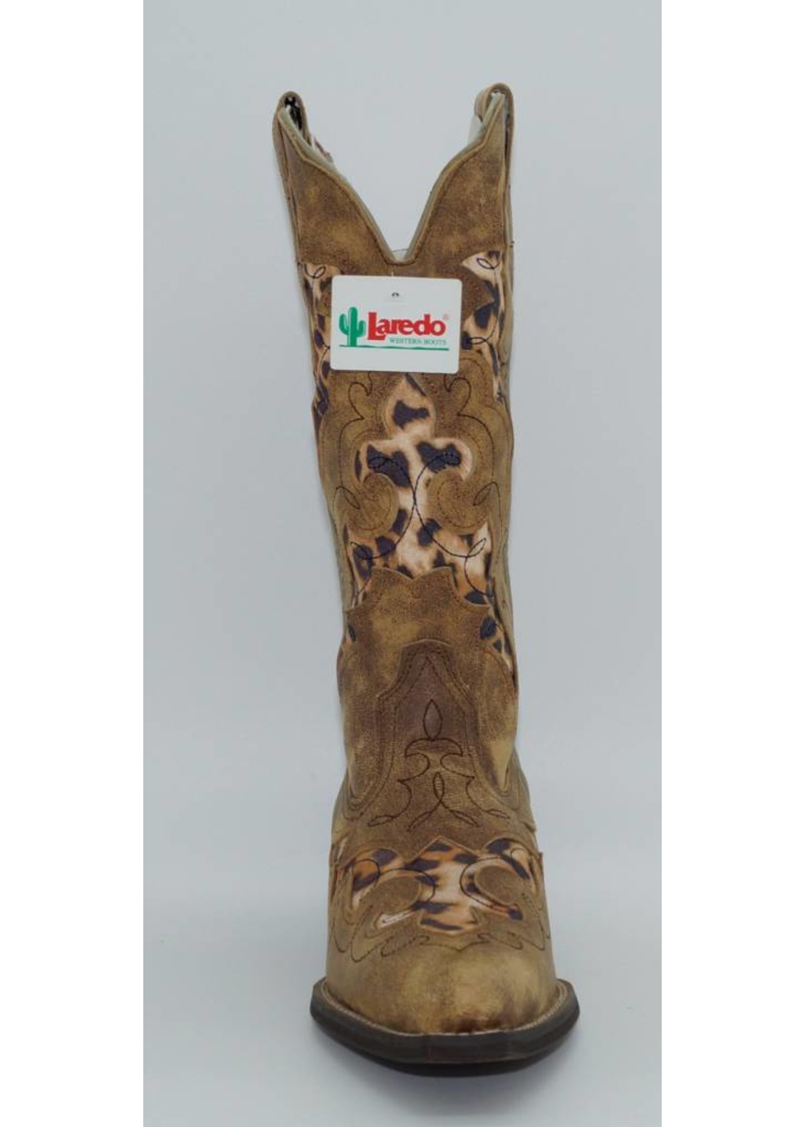 Laredo Womens Aphfricka Leopard Inlay Cowboy Tan 52132