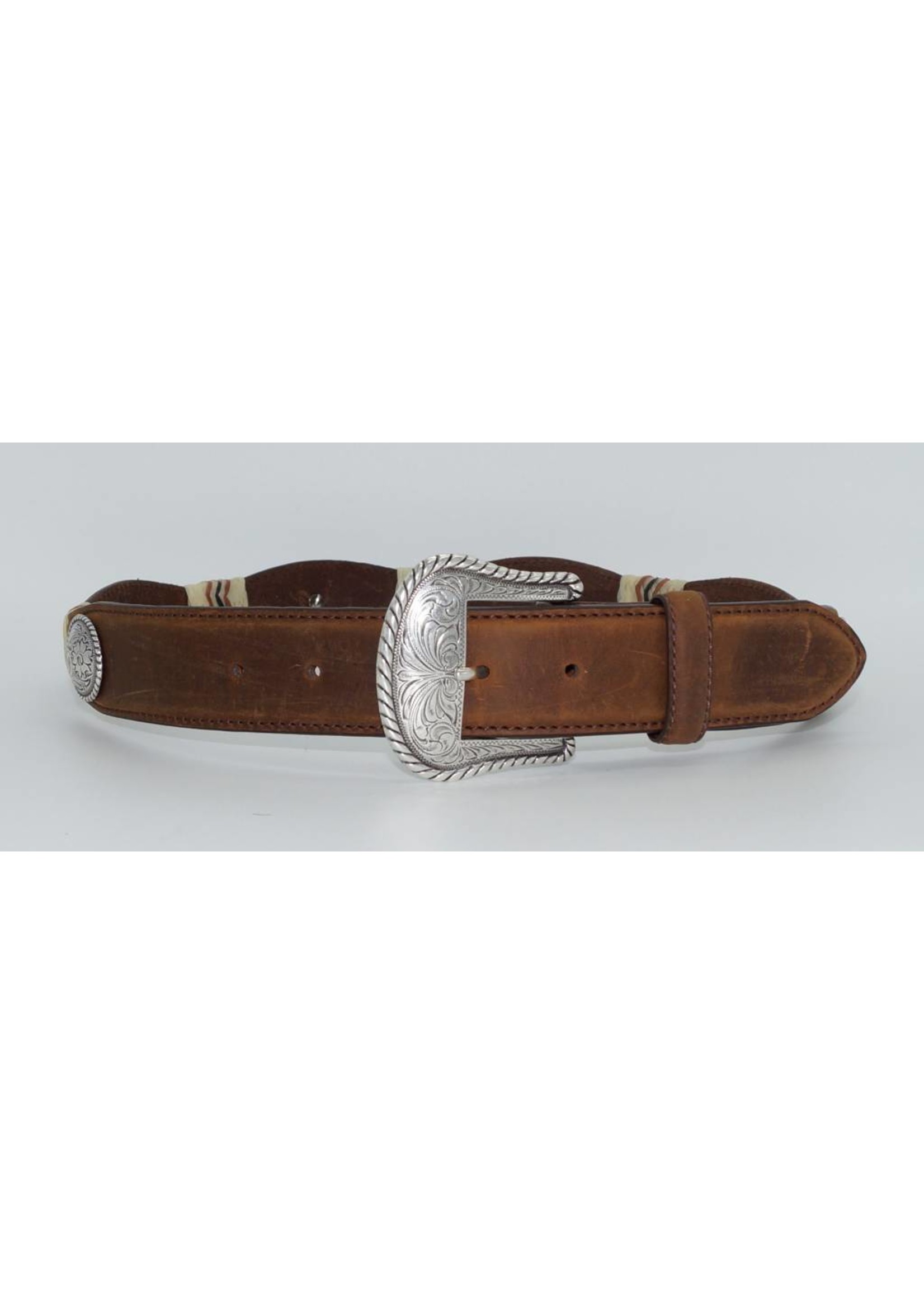 Tony Lama Men's Belt Scalloped Aged Bark Buckaroo  79807