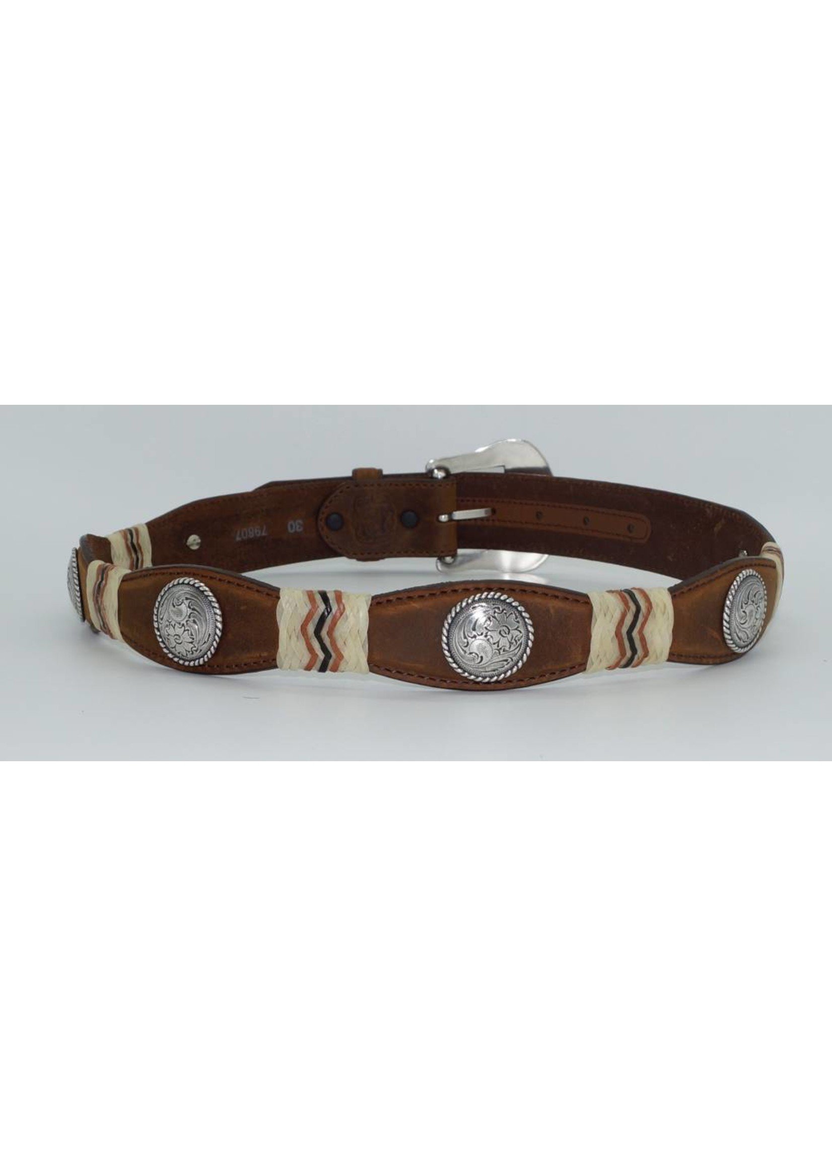 Tony Lama Men's Belt Scalloped Aged Bark Buckaroo  79807