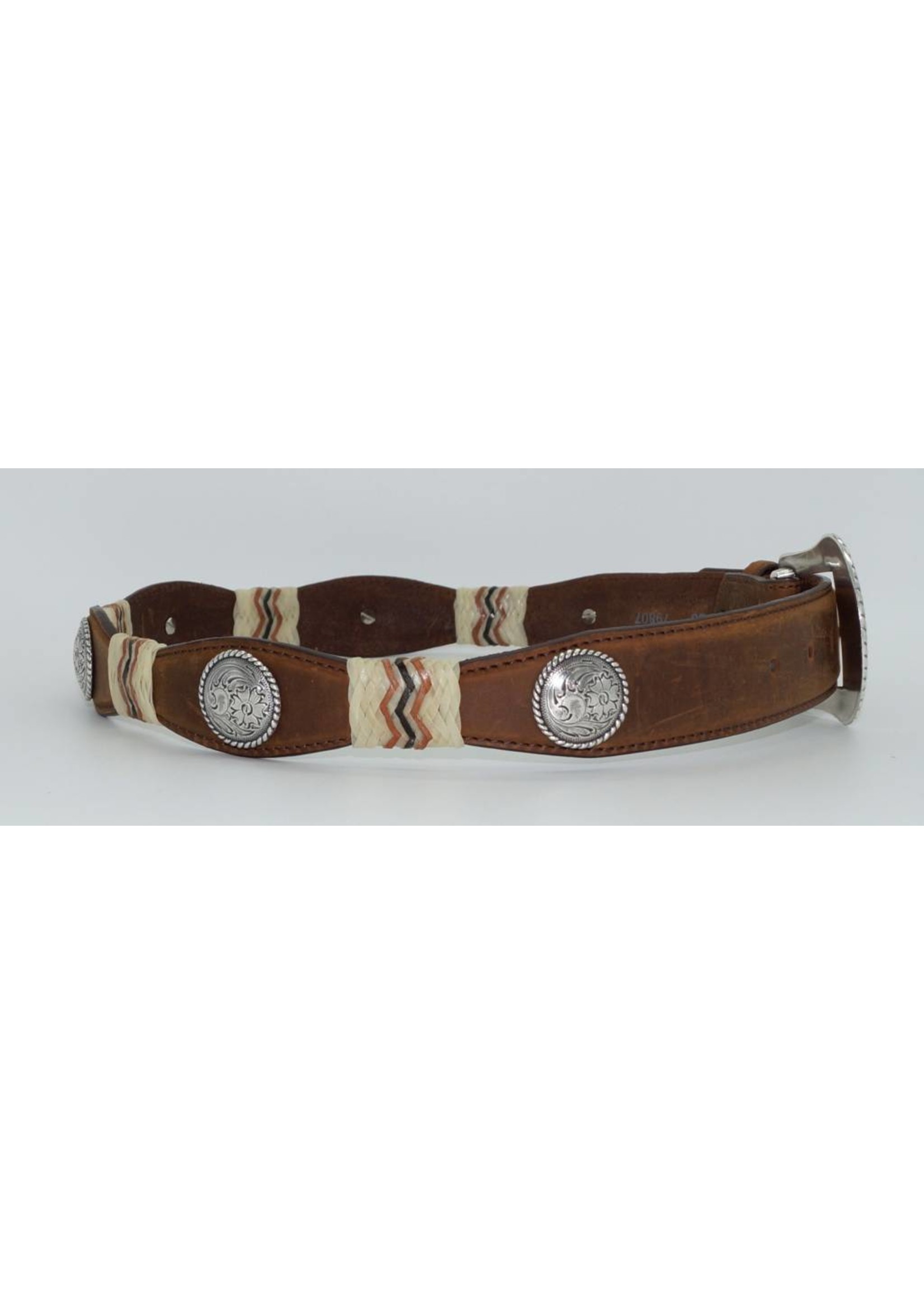 Tony Lama Men's Belt Scalloped Aged Bark Buckaroo  79807