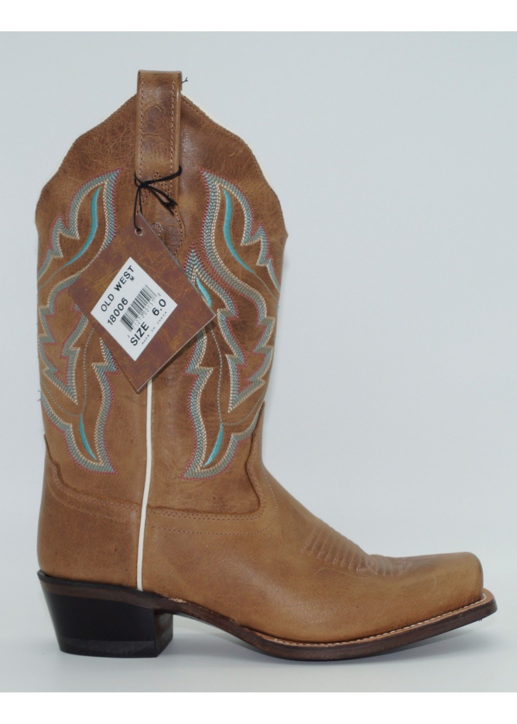 Old West Ladies Tan Embroidered Boot 18006