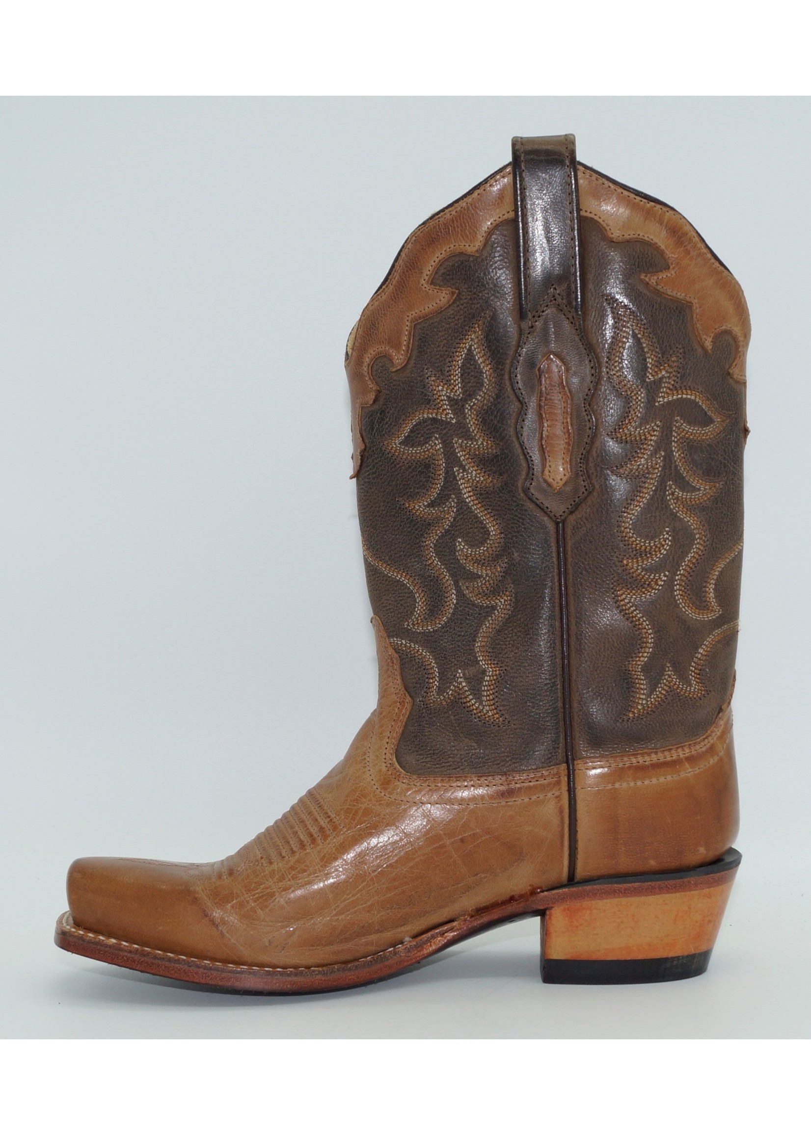 Old West Womens Tan Brown Square Toe Western Boots 18004