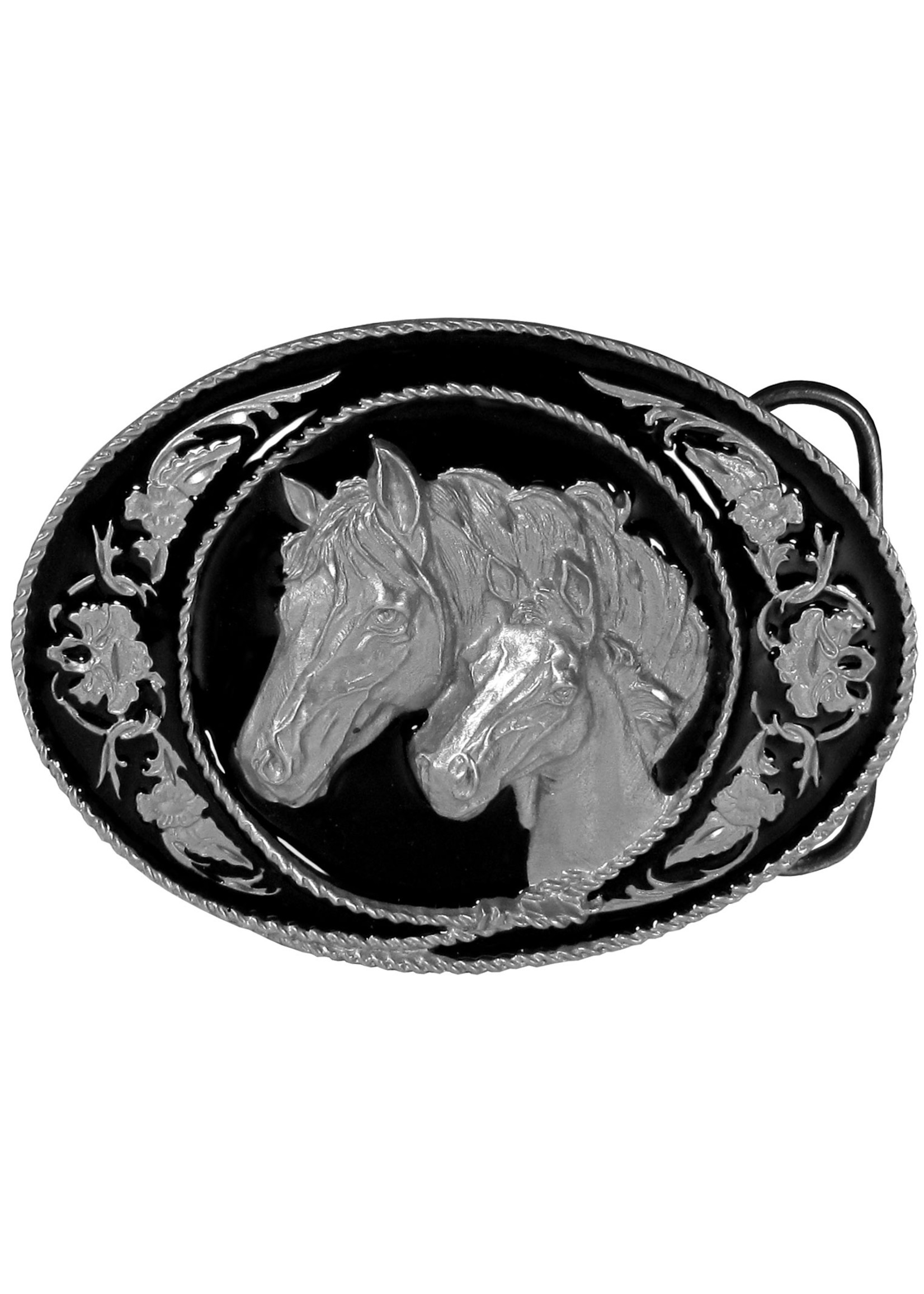 Horse and Colt Enameled Belt Buckle A5D 