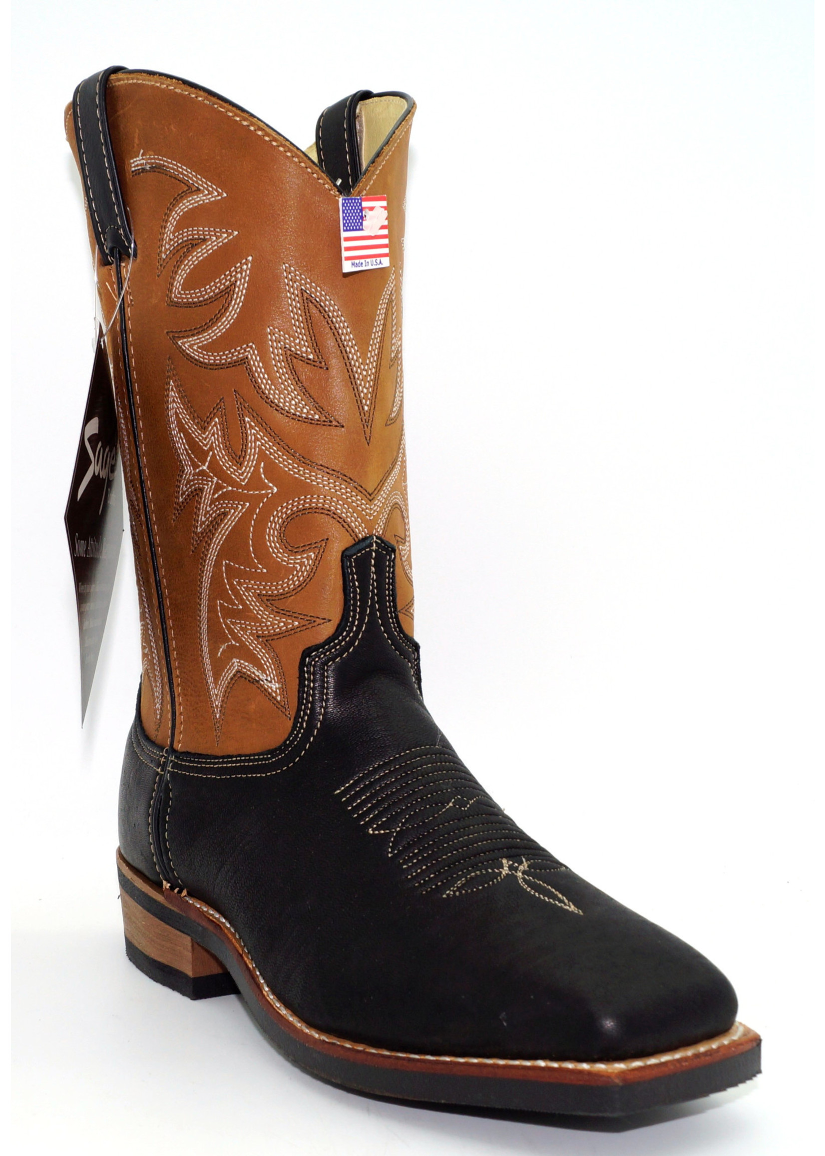 Bicolour leather cowboy boots Black/Beige Given