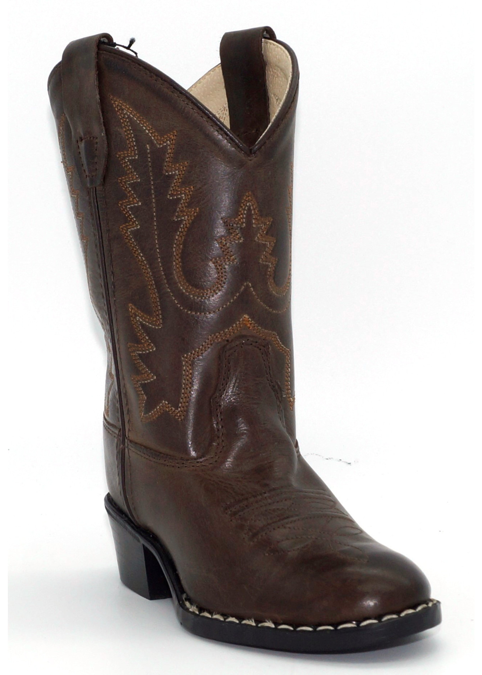 Old West Red Childrens Girls Corona Leather J Toe Cowboy Western