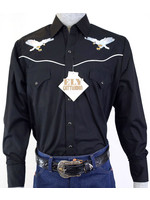 Ely Long Sleeve Black Western Shirt with Eagle Embroidery