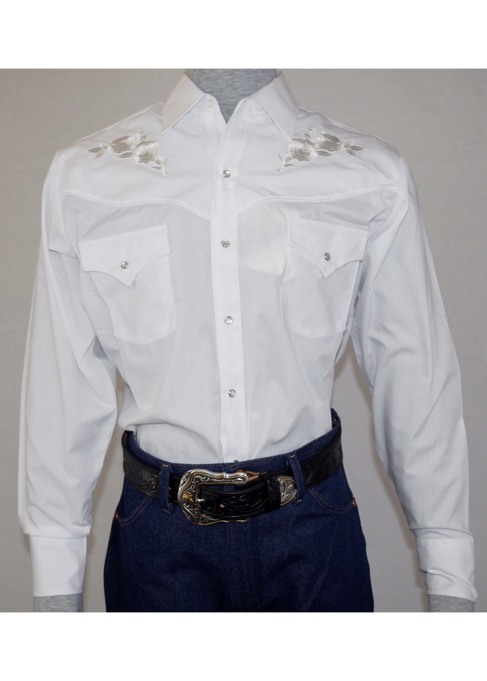Ely Men's Long Sleeve Western Shirt with Rose Embroidery