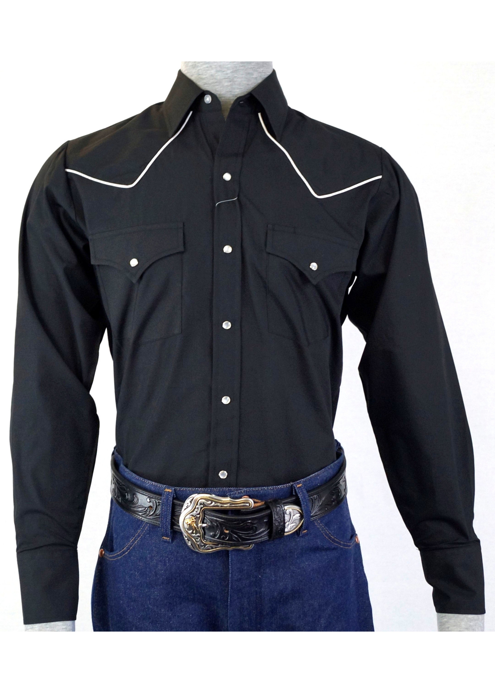 Ely Men's Long Sleeve Western Shirt with Contrast Piping