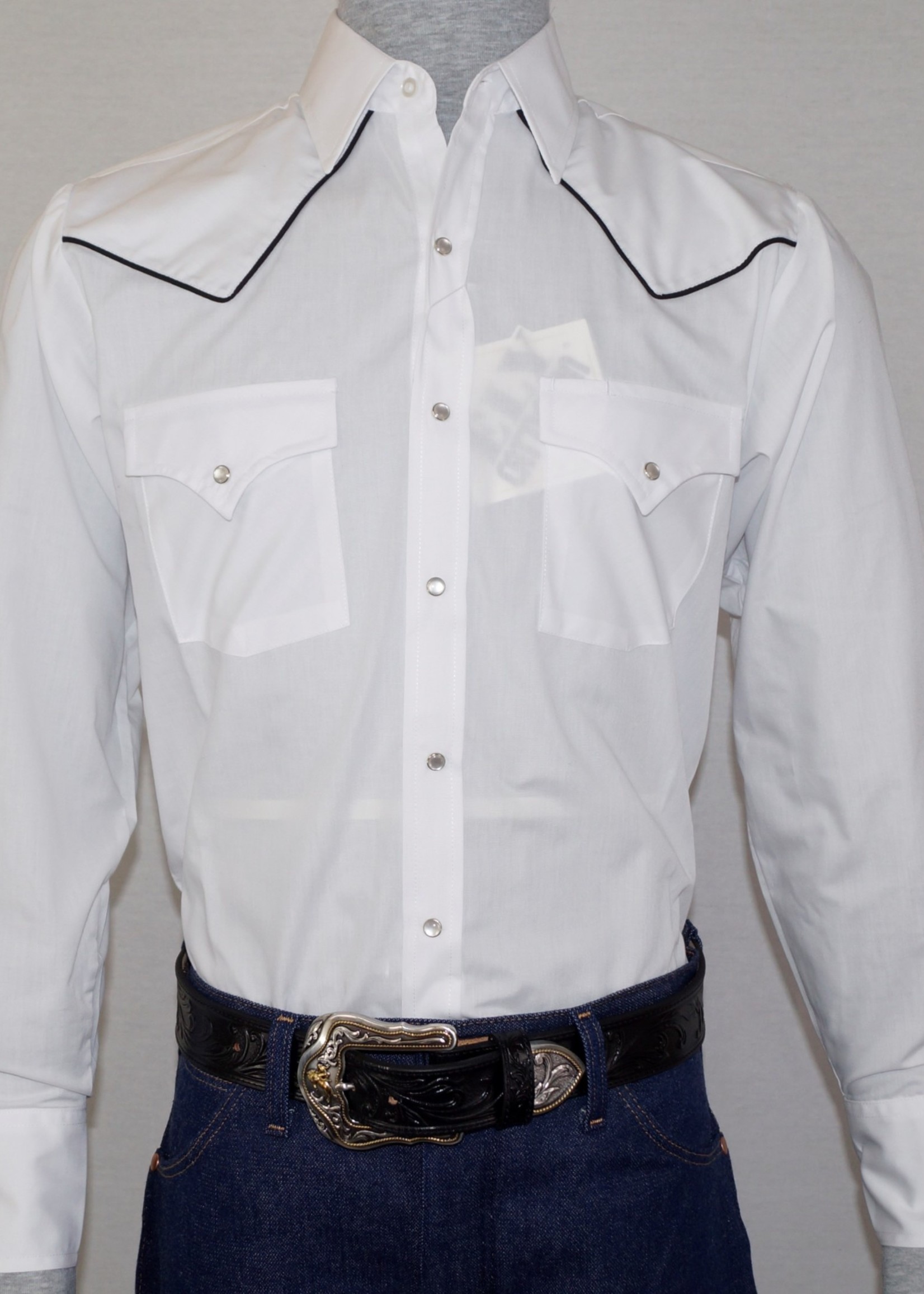 Ely Men's Long Sleeve Western Shirt with Black Piping