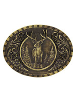 Attiude Buckles A507C - Deer in Trees Gold Buckle