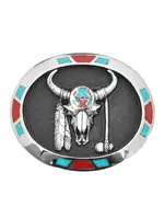 S- 4974 Western Express Aztek Skull Buckle