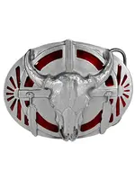 U - 40  Western Express Skull Red Background Buckle